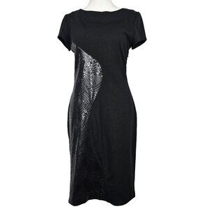 Business Casual Workwear Office Shiny Modern Chic Black Sequin Sparkle Dress US4